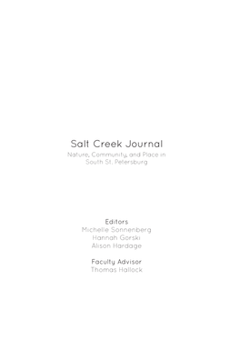 Salt Creek Journal Nature, Community, and Place in South St