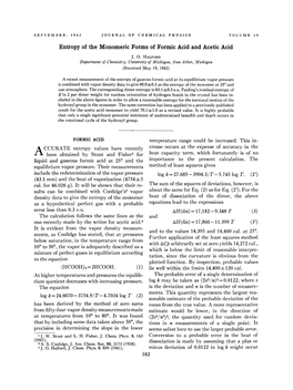 Entropy of the Monomeric Forms of Formic Acid and Acetic Acid