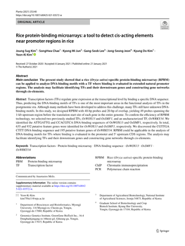 A Tool to Detect Cis-Acting Elements Near Promoter Regions in Rice