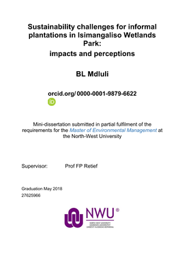 Sustainability Challenges for Informal Plantations in Lsimangaliso Wetlands Park: Impacts and Perceptions