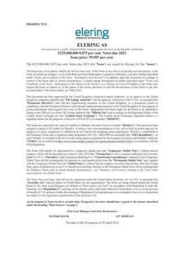 ELERING AS (Incorporated As a Public Limited Liability Company Under the Laws of the Republic of Estonia) €225,000,000 0.875 Per Cent