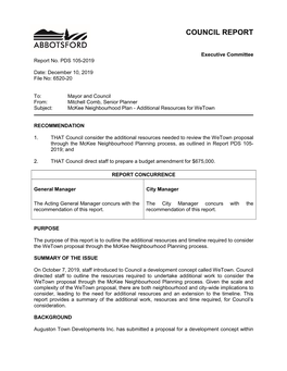 PDS 082-2019) and Concluded That Wetown Is a Considerable Departure from What Is Contemplated for This Location in the Current Official Community Plan (OCP)