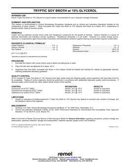 TRYPTIC SOY BROTH W/ 15% GLYCEROL