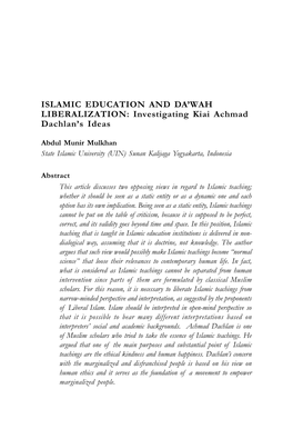 Islamic Education and Da'wah Liberalization