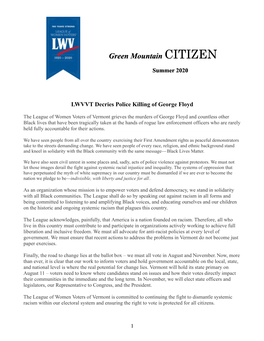 LWVVT Summer 2020 Newsletter