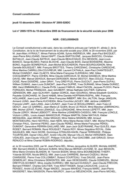 Conseil Constitutionnel Jeudi 15 Décembre 2005