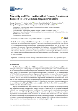 Mortality and Effect on Growth of Artemia Franciscana Exposed to Two Common Organic Pollutants