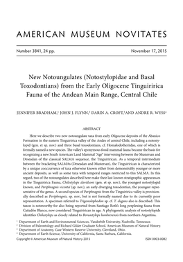 From the Early Oligocene Tinguiririca Fauna of the Andean Main Range, Central Chile