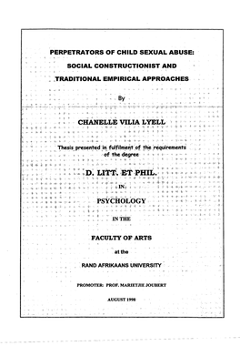 Perpetrators of Child Sexual Abuse : Social Constructionist and Traditional