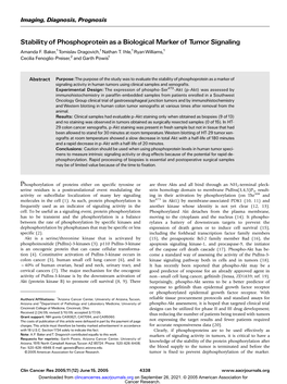 Stability of Phosphoprotein As a Biological Marker of Tumor Signaling Amanda F