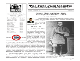 Colonel Mottrom Dulany Ball: Historic Fairfax City, Inc