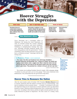 Hoover Struggles with the Depression