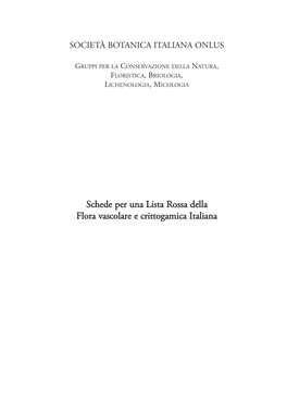 Schede Per Una Lista Rossa Della Flora Vascolare E Crittogamica Italiana Editori