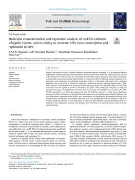 Viperin, and Its Ability to Enervate RNA Virus Transcription and Replication in Vitro K.A.S.N