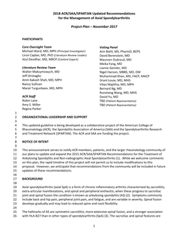 2018 ACR/SAA/SPARTAN Updated Recommendations for the Management of Axial Spondyloarthritis