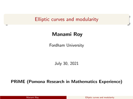 Elliptic Curves and Modularity