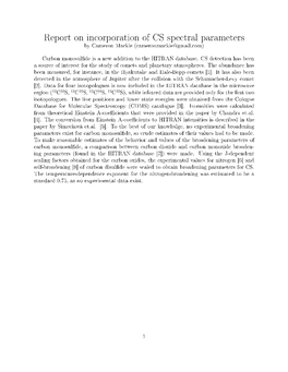 Report on Incorporation of CS Spectral Parameters by Cameron Mackie (Cameronmackie@Gmail.Com)