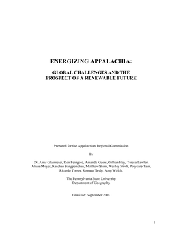 Energizing Appalachia: Global Challenges and the Prospect of A