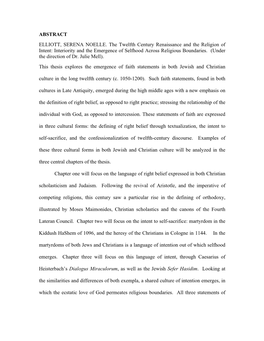 Twelfth Century Renaissance and the Religion of Intent: Interiority and the Emergence of Selfhood Across Religious Boundaries