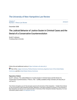 The Judicial Behavior of Justice Souter in Criminal Cases and the Denial of a Conservative Counterrevolution