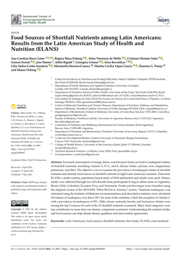 Food Sources of Shortfall Nutrients Among Latin Americans: Results from the Latin American Study of Health and Nutrition (ELANS)