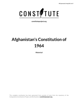 Afghanistan's Constitution of 1964