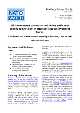 Briefing Paper No.56 Alliance Rebrands Counter-Terrorism Role And