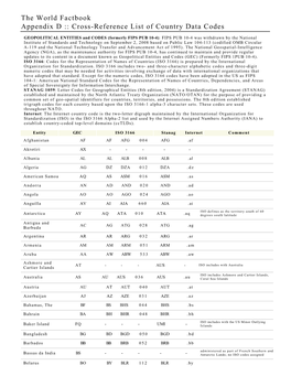 The World Factbook Appendix D :: Cross-Reference List of Country Data Codes