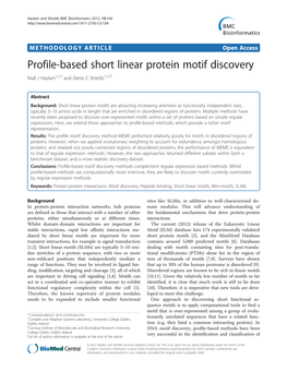 Profile-Based Short Linear Protein Motif Discovery Niall J Haslam1,2,3 and Denis C Shields1,2,3*