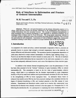 Role of Interfaces in Deformation and Fracture of Ordered Intermetallics