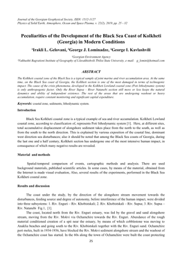 Peculiarities of the Development of the Black Sea Coast of Kolkheti (Georgia) in Modern Conditions ¹Irakli L