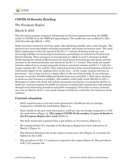 COVID-19 Results Briefing the European Region March 6, 2021