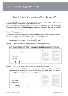 SW50: How Do I Add a Title Page to My Word Document?