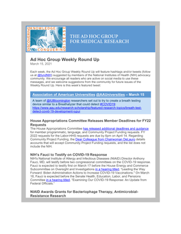 Ad Hoc Group Weekly Round up March 15, 2021