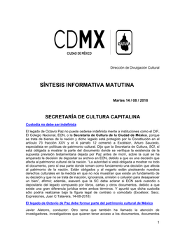 Síntesis Informativa Matutina