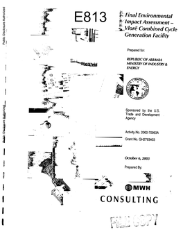 Vlore Combined Cycle 111 Ifiegeneration Facility Public Disclosure Authorized Prepared For