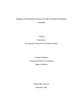 Immune System Modulation in Victims of Intimate Partner