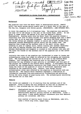S-O6- 0«6 S06 OJ1 ,, SD!T Oas I' SDG-0~~ S.D&- !)."L.O Shadinqfield to Stoven Trunk Main Archaeological Sn6- Ozv L"Lon 5Cms Jqqz Monitoring -010 Background