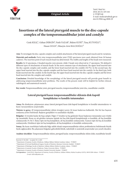 Insertions of the Lateral Pterygoid Muscle to the Disc-Capsule Complex of the Temporomandibular Joint and Condyle