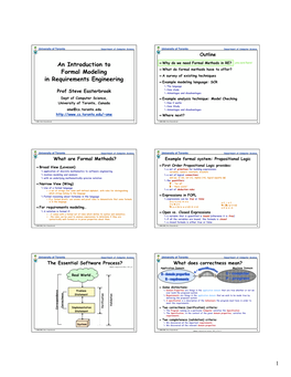 1 an Introduction to Formal Modeling in Requirements Engineering