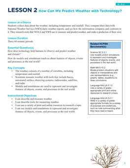 Lesson 2 How Can We Predict Weather with Technology?