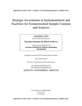 Strategic Investments in Instrumentation and Facilities for Extraterrestrial Sample Curation and Analysis