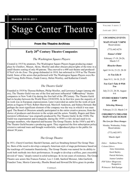 Stage Center Theatre JANUARY 2011