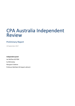 CPA Australia Independent Review: Preliminary Report