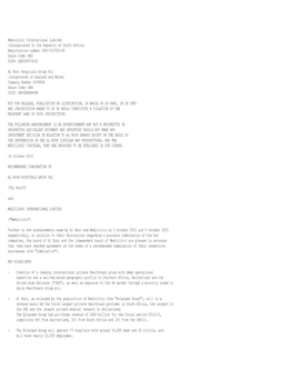 Mediclinic International Limited (Incorporated in the Republic of South Africa) Registration Number 1983/010725/06 Share Code: MDC ISIN: ZAE000074142