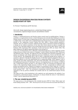 Design Engineering Process from Content- Based Point of View