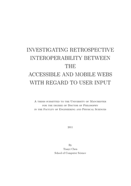 Investigating Retrospective Interoperability Between the Accessible and Mobile Webs with Regard to User Input