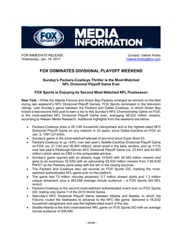 Fox Dominates Divisional Playoff Weekend