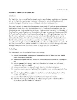 Wapiti River and Tributary Flows 1968-2010 Introduction the Wapiti River Environmental Flow Needs Study Requires Naturalized