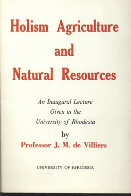 Holism Agriculture and Natural Resources